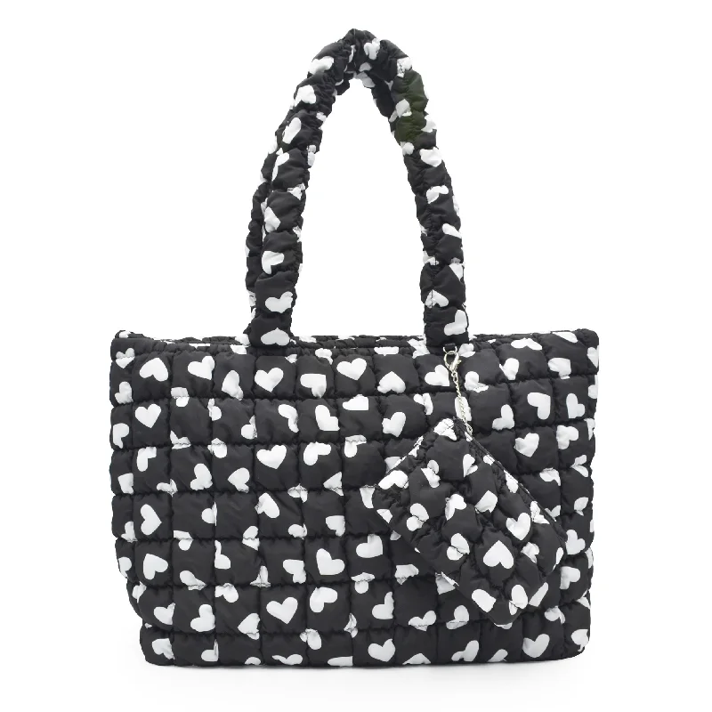 Quilted Scrunchies Printed Large Tote Bag with Coin Purse