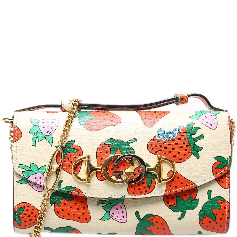 Zumi Strawberry Print Calfskin Mini Shoulder Bag