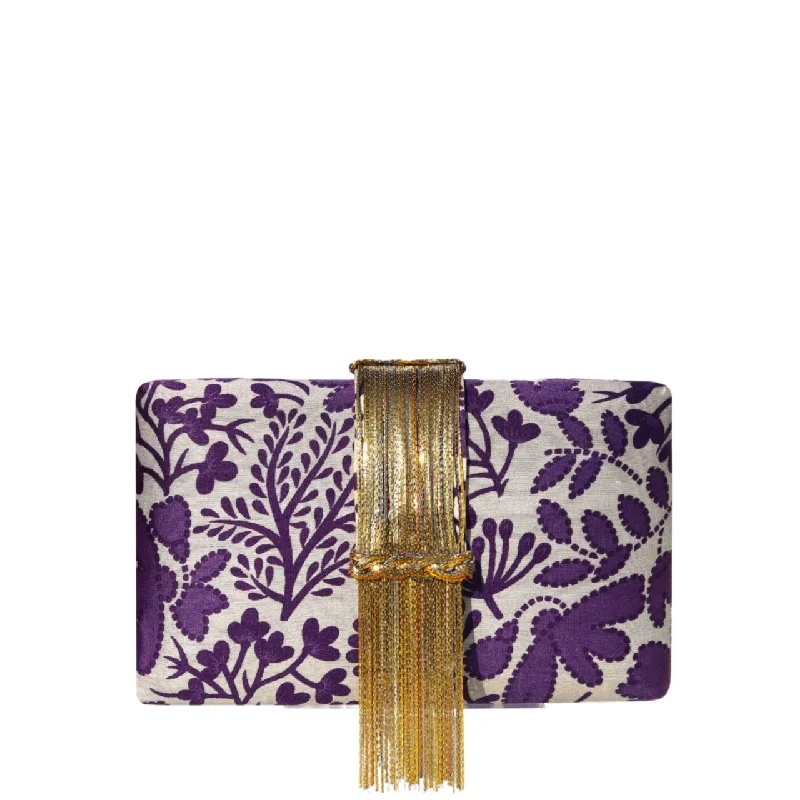 Lila Fringe Clutch