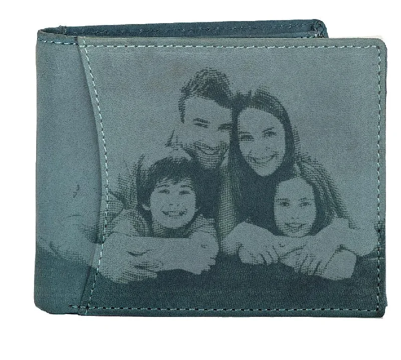 WildHorn® RFID Protected Custom Photo Engraved Personalized High Quality Mens Leather Wallet for Gifting