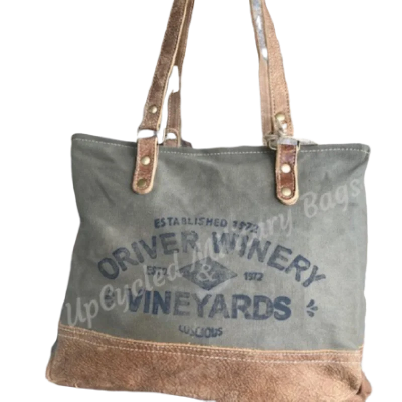 Oriver Winery Canvas Sustainable Shoulder Bag or Small Tote