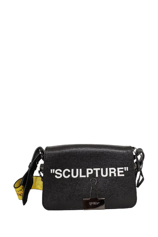 Off-White Black Leather Binder Clip Crossbody Bag