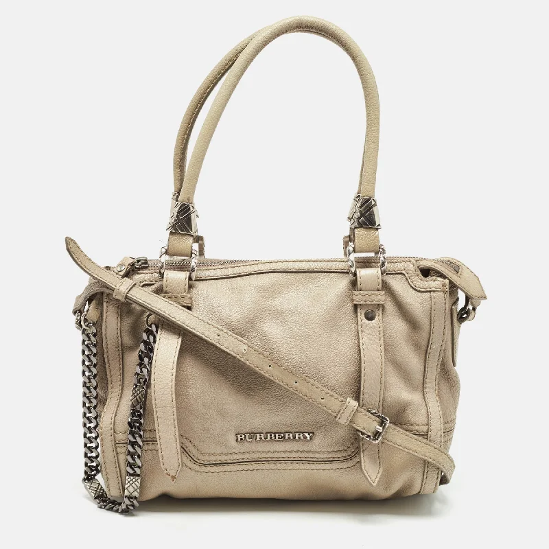 BURBERRY Grey Leather Ashmore Tote