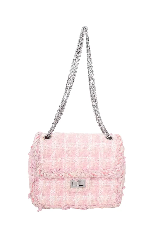 Chanel 2014-15 Pink/White Tweed Reissue 2.55 Square Bag