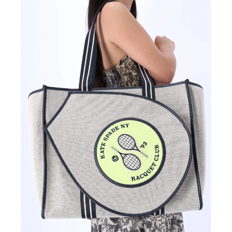 Kate Spade Grand Slam Racquet Club Courtside Canvas Large Tennis Tote Bag