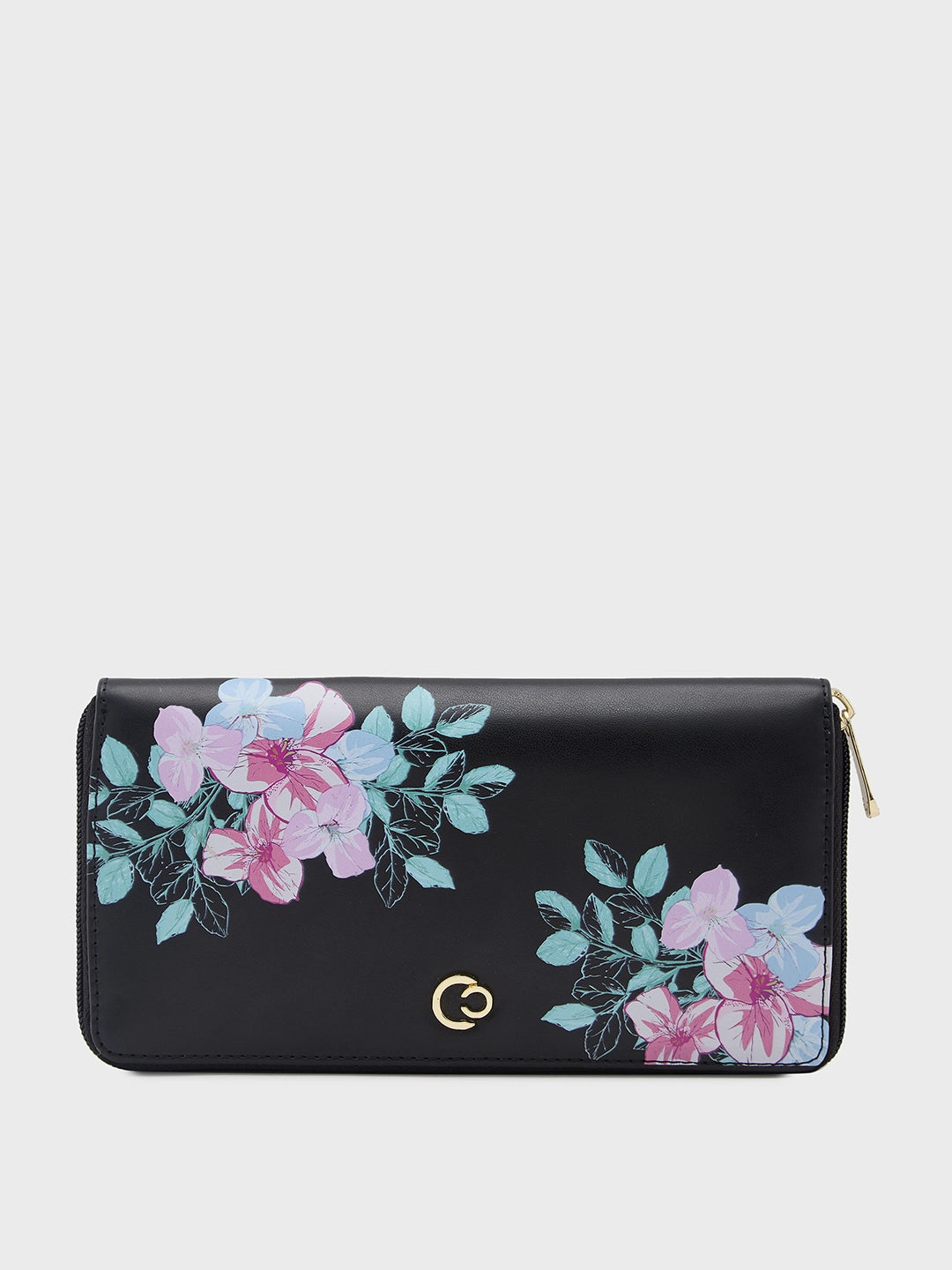 Caprese Shanaya Zip Around Printed Wallet Large Black