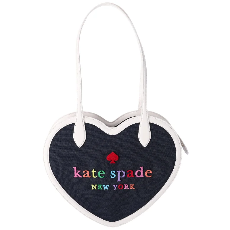 Kate Spade Rainbow Collection Love Shack Heart Tote Blue Multi Logo