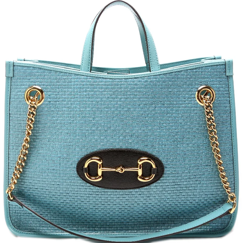 Horsebit Raffia Chain Tote