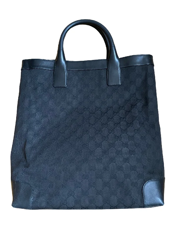 Gucci Black Jacquard & Leather Tote Bag