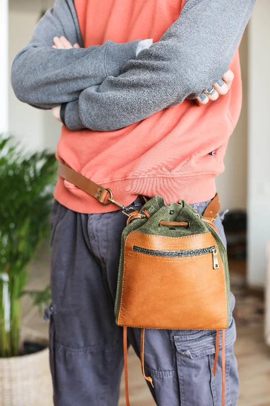 Men's Leather Bag - Men's Belt Bag - Green