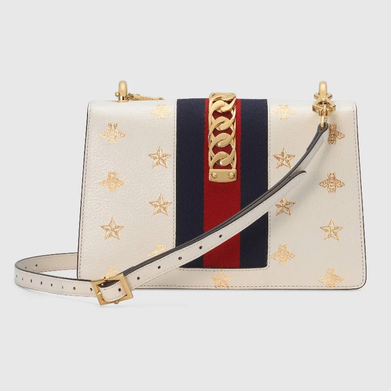 Gucci SyLouis Vuittonie Bee Star Small Shoulder Bag White