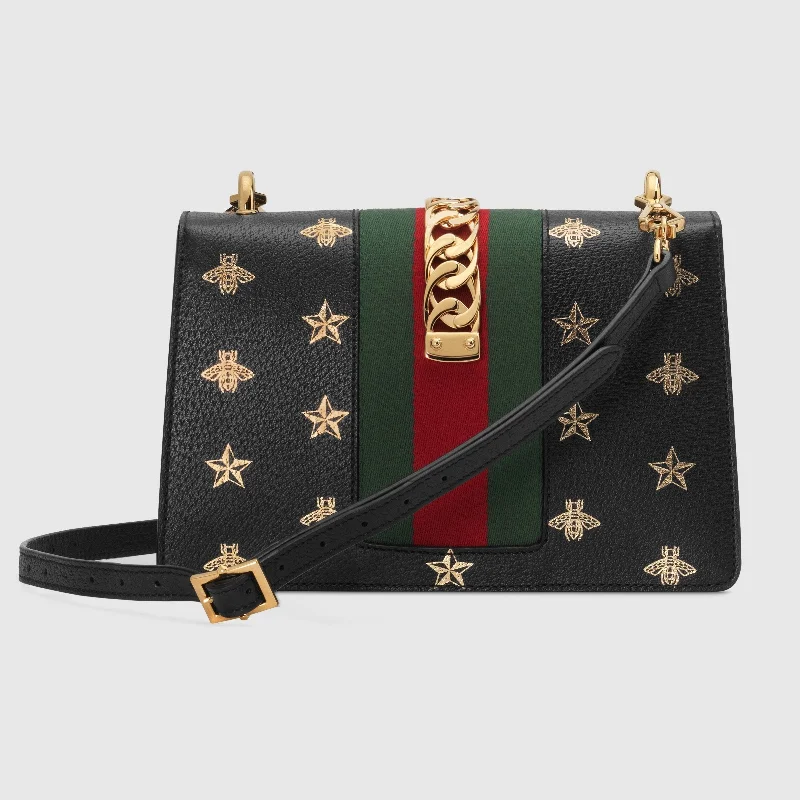 Gucci SyLouis Vuittonie Bee Star Small Shoulder Bag Black