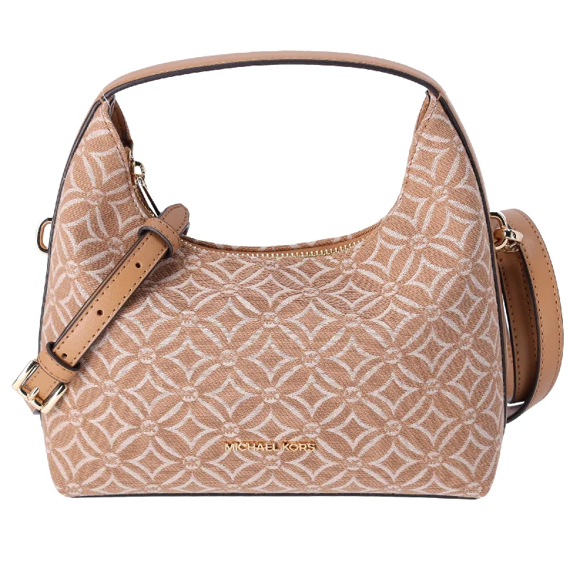 Michael Kors Ember Small Shoulder Crossbody Bag MK Jacquard Deer Tan Multi