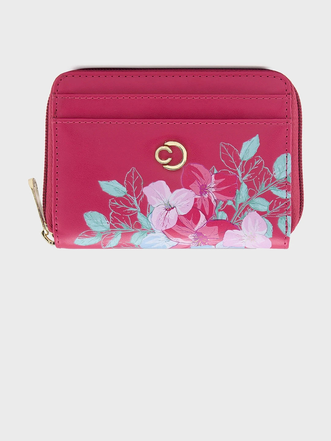 Caprese Shanaya Zip Around Printed Wallet Small Burgundy