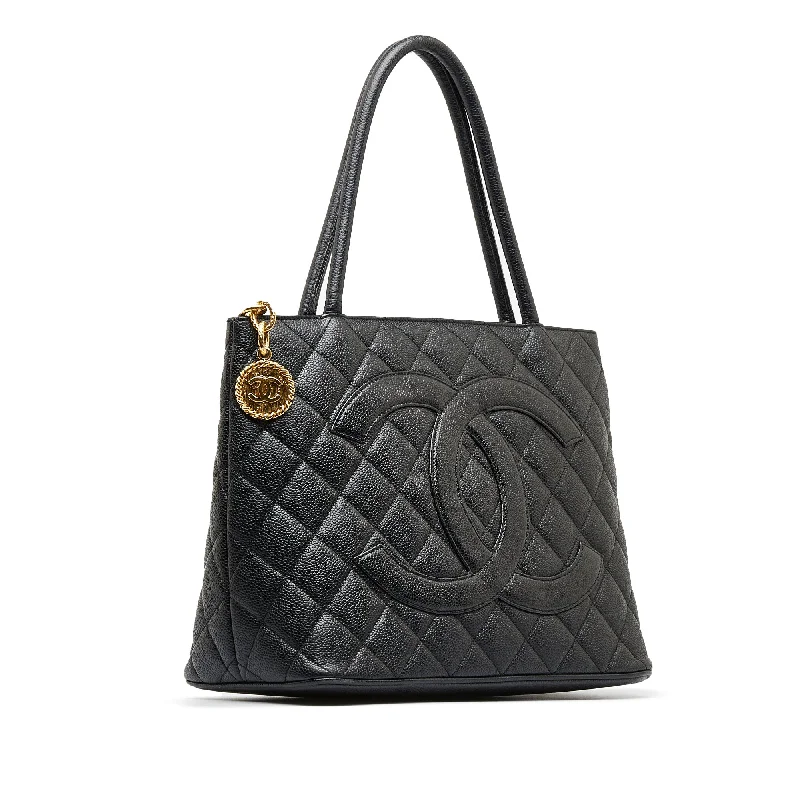 Black Chanel Caviar Medallion Tote Bag