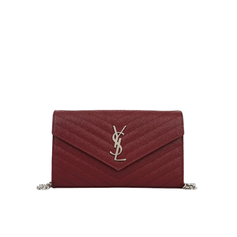 Saint Laurent Cassandre Chain Wallet - Burgundy