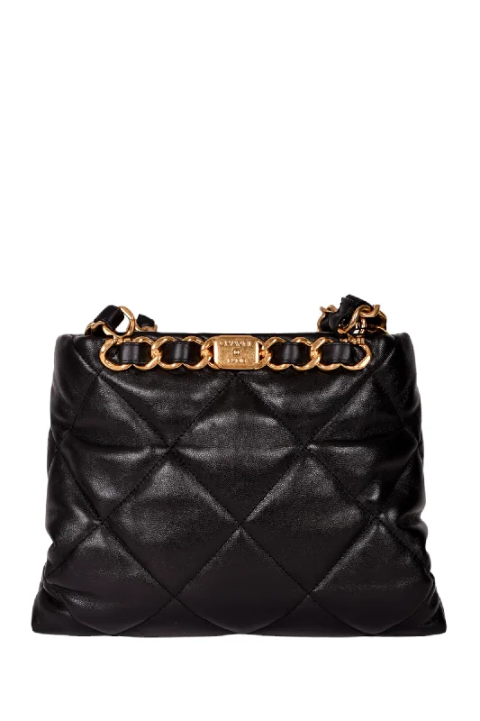 Chanel Black Lambskin Quilted Small Shopping Shoulder Bag