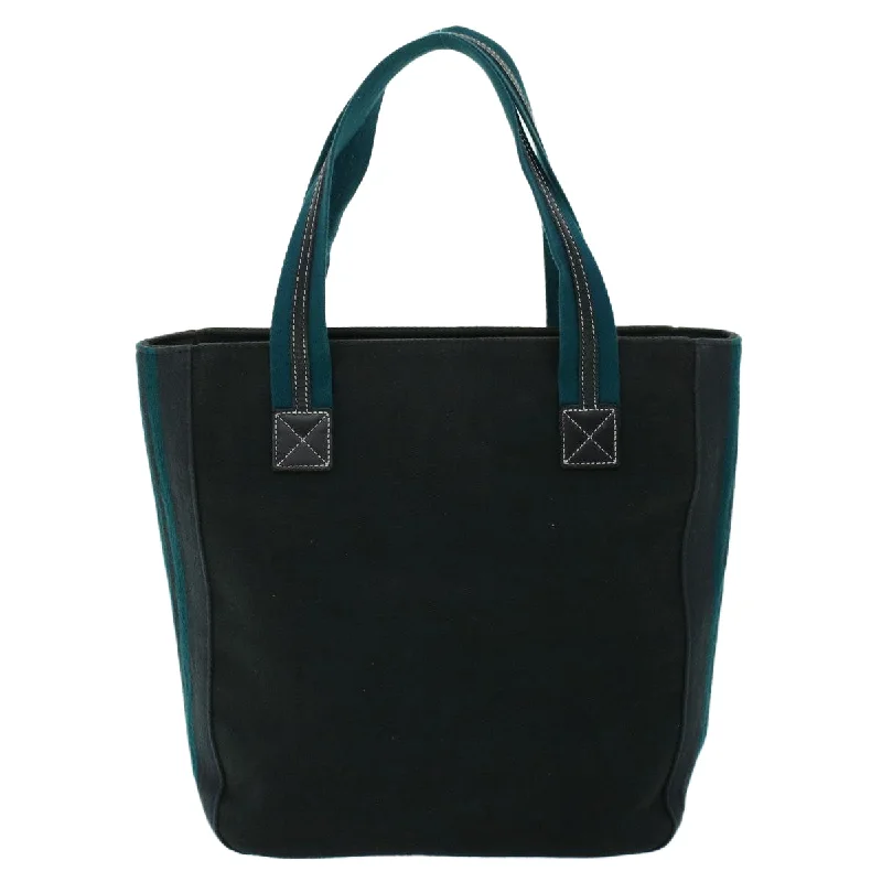 Burberry Blue Label Tote Bag Canvas Black Blue Auth ac2170