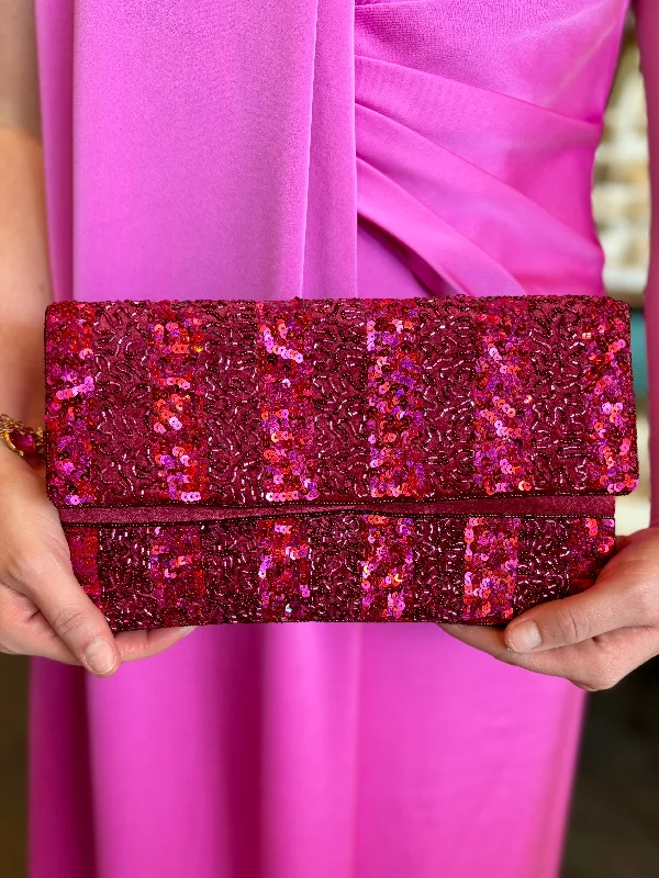 Bead & Sequin Striped Clutch