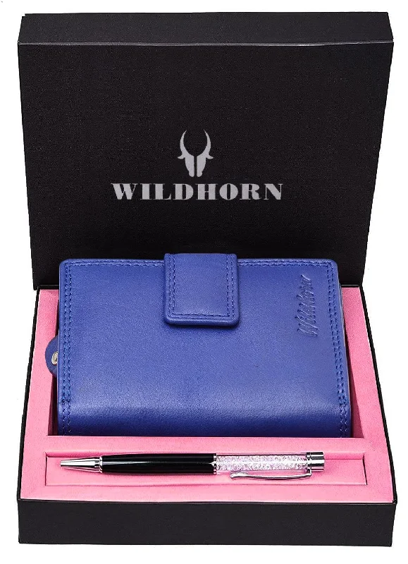 WILDHORN® Women's Leather Wallet and Pen Combo Set