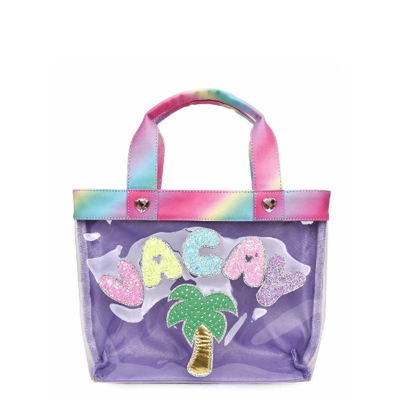 'Vacay' Clear Purple Mini Tote Bag