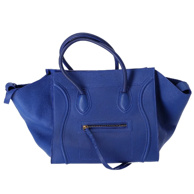 CELINE Luggage Small Square Phantom Tote Bag Blue Leather