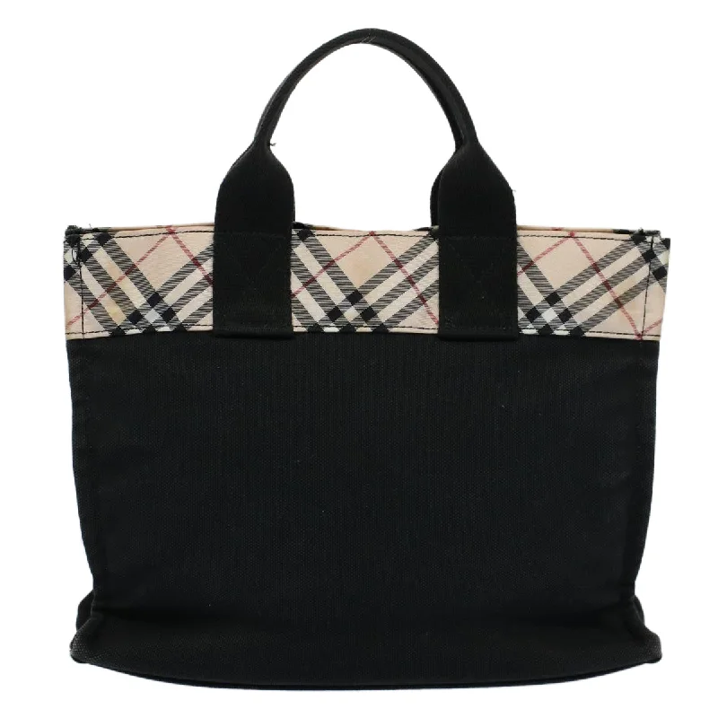 Burberry Blue Label Tote Bag Canvas Black Auth bs8542