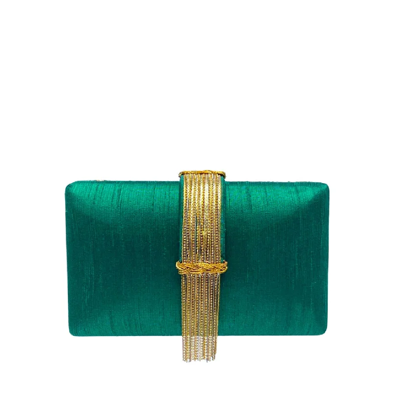 Emerald Fringe Clutch