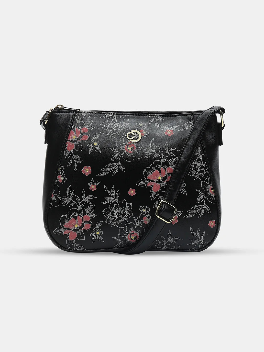 Caprese Snow Sling Medium Printed Women'S Handbag Black