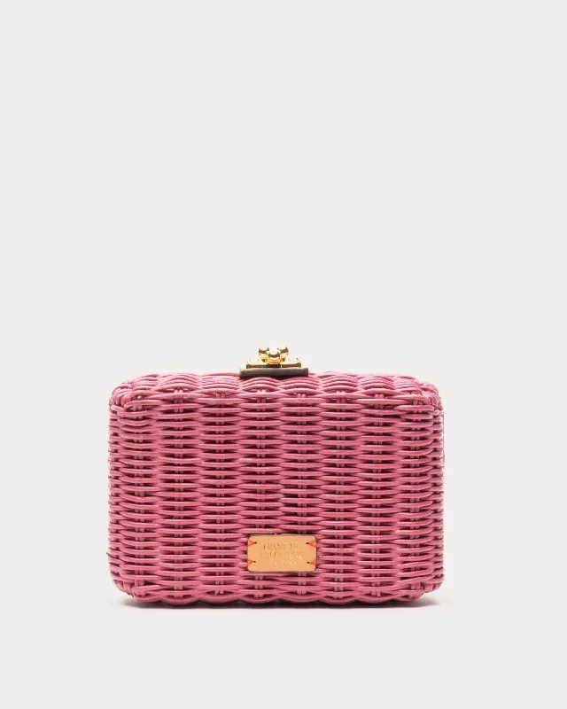 Paige Wicker Box Clutch Pink