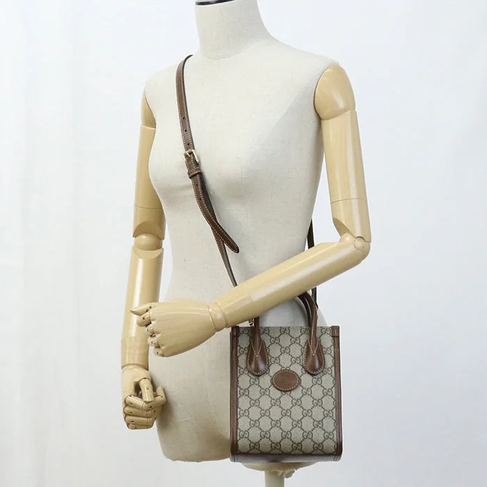 GUCCI 671623 92TCG 8563 Mini Tote Bag Interlocking G Hand Bag PVC brown Women