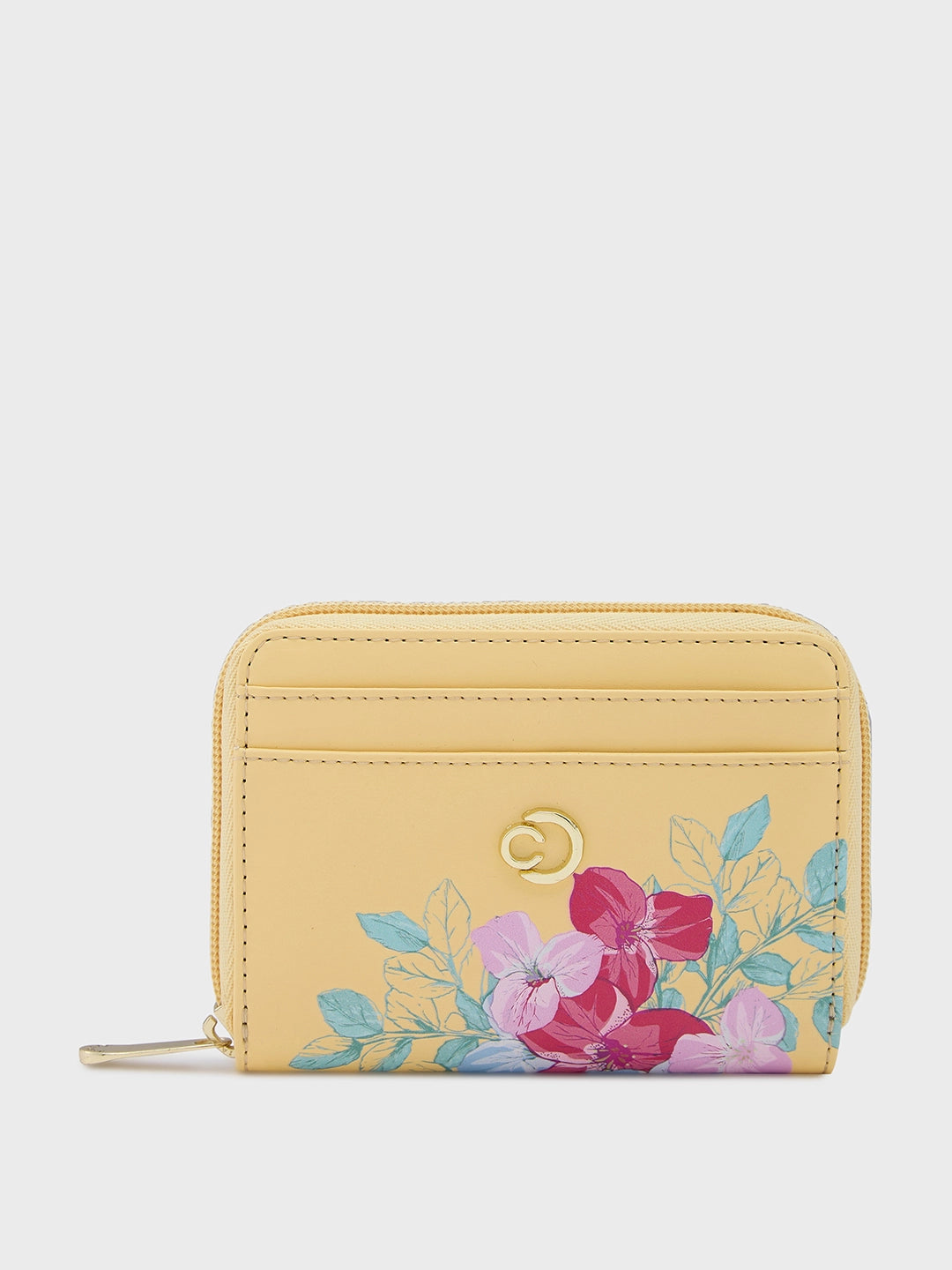 Caprese Shanaya Zip Around Printed Wallet Small Yellow