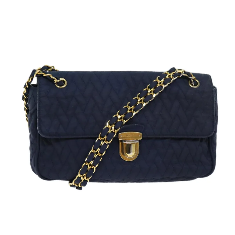 PRADA Chain Shoulder Bag Nylon Navy Auth 73204