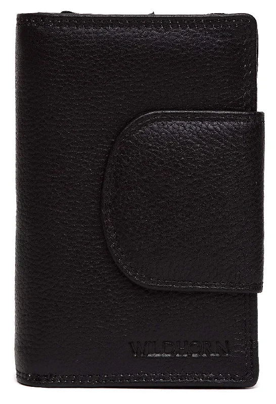 WildHorn® Black Genuine Leather Wallets for Women