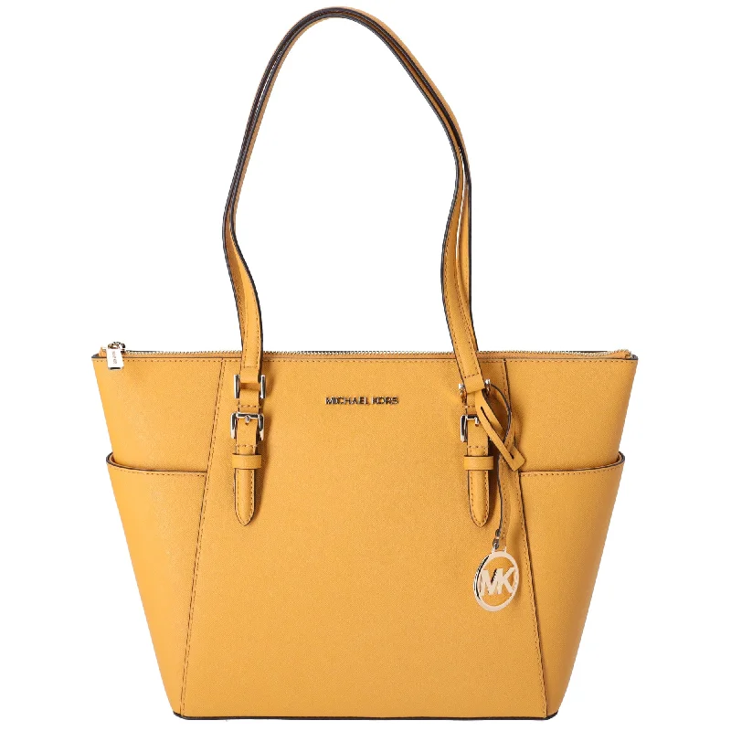 Michael Kors Charlotte Large Top Zip Leather Tote Golden Rod Yellow