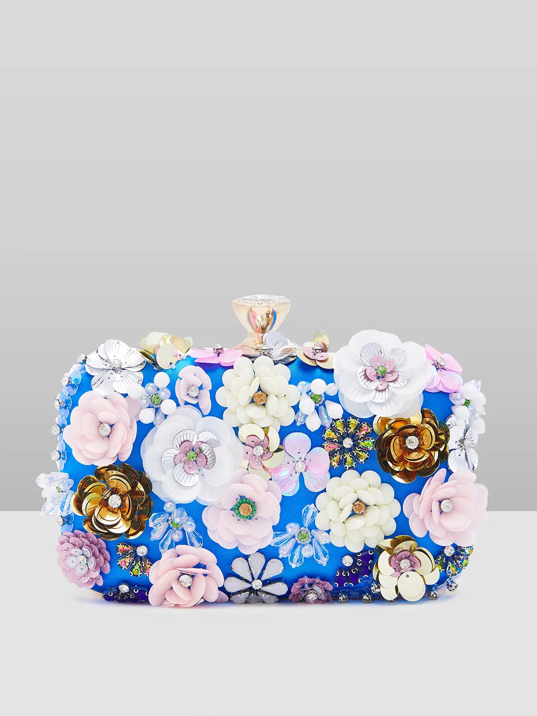 Caprese Ava Floral Clutch Box Small Blue - Stylish Bag for Festive Events