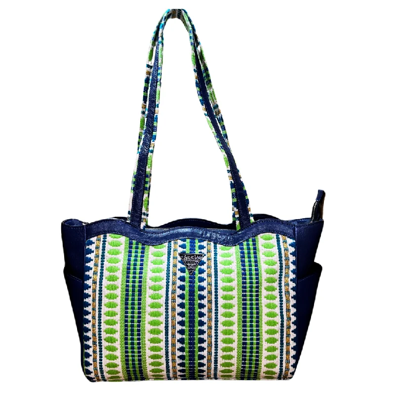 Minty blue striped Tote