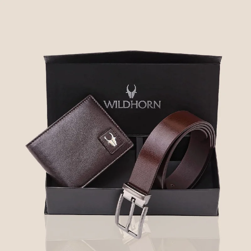 BATSVILLE Leather Wallet & Belt Gift Hamper for Men