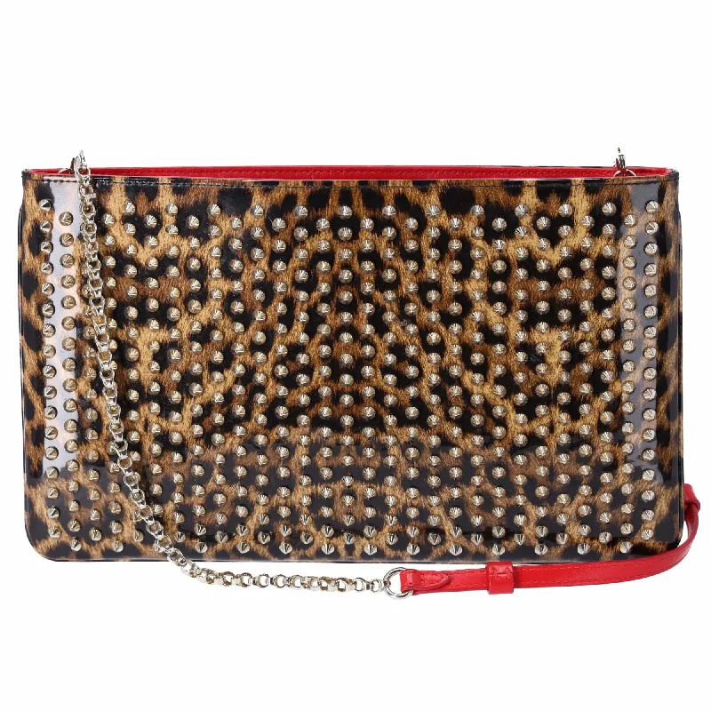 Christian Louboutin Loubiposh Shoulder Bag Light Brown Brown PVC Leopard