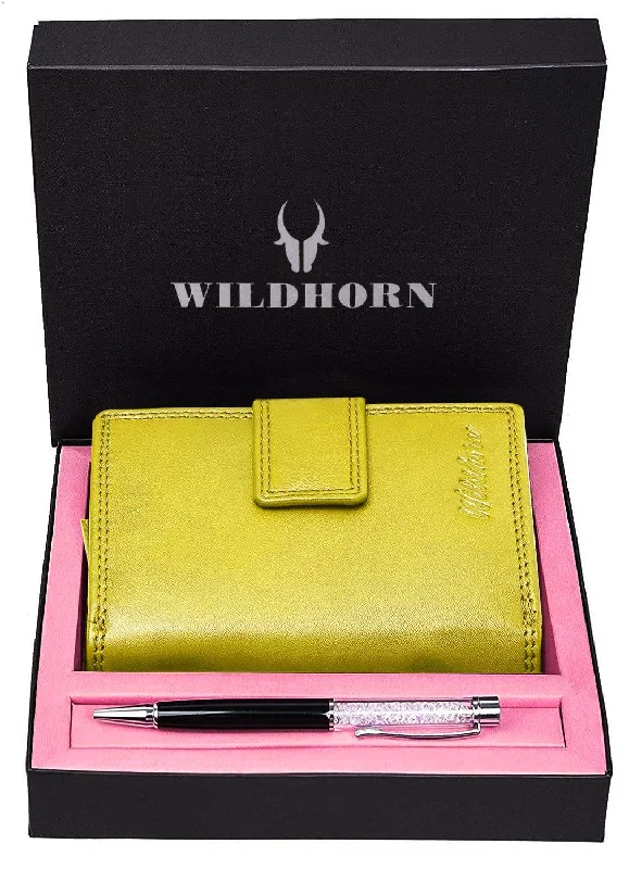 WILDHORN® Women's Leather Wallet and Pen Combo Set