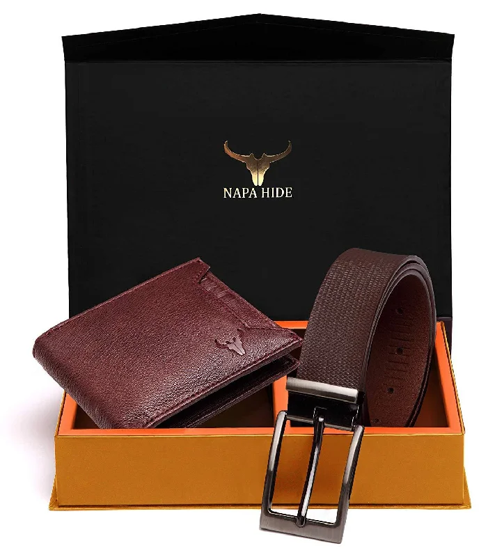 Napa Hide Men's 100% Genuine Leather Wallet & Belt Combo (NPHCOMBO020)