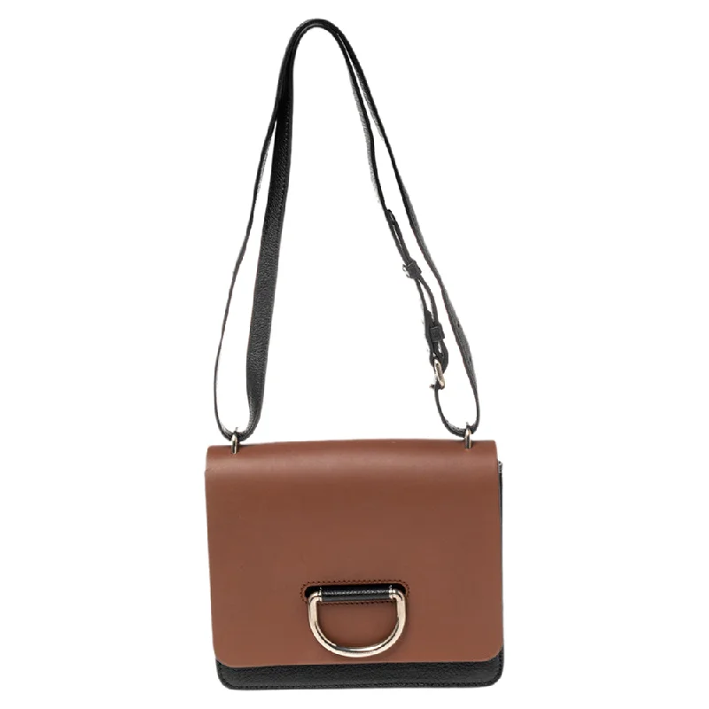 Burberry Brown/Black Leather Small D-Ring Shoulder Bag