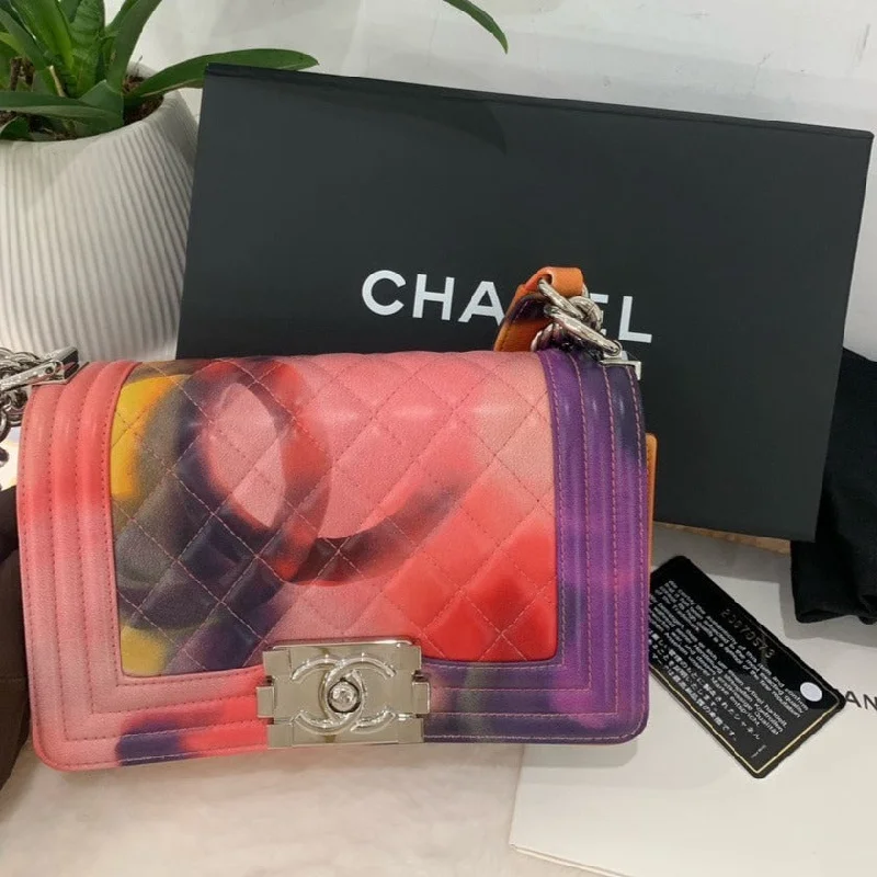 (Full-Set) Chanel 2015 Year Limited Edition Inkjet Flower Print Leboy Shoulder Bag