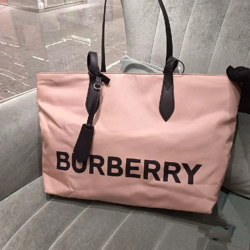 Burberry  Small Rose Beige Logo Branded Nylon Tote Bag