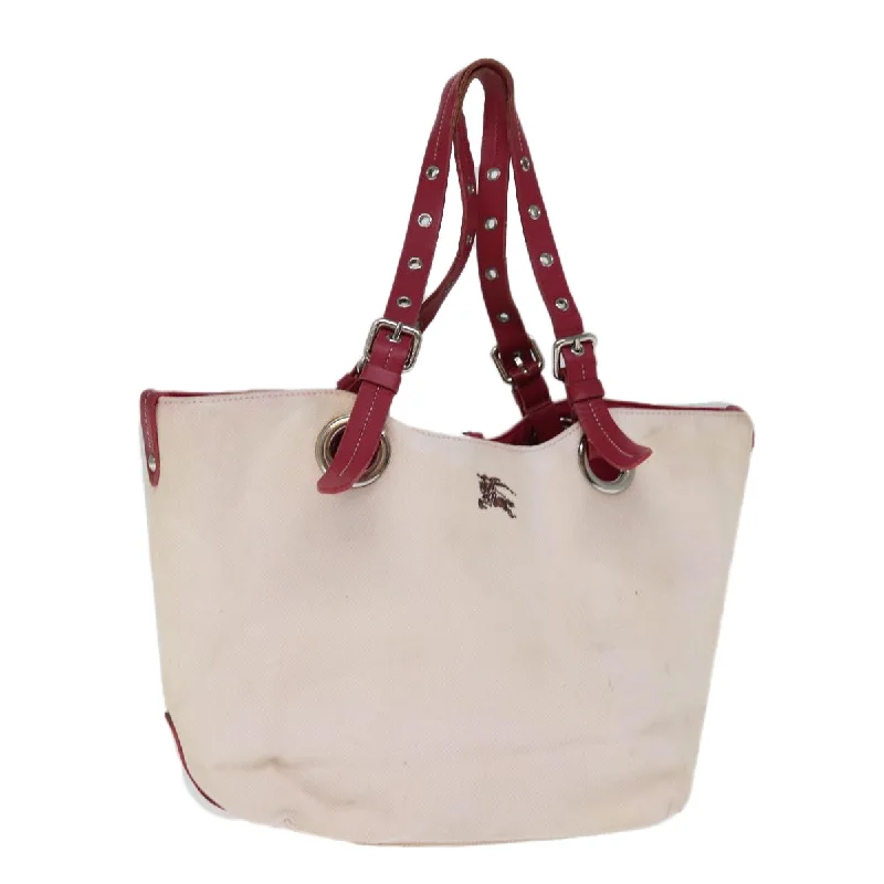 BURBERRY Blue Label Tote Bag Canvas Beige Auth bs14156