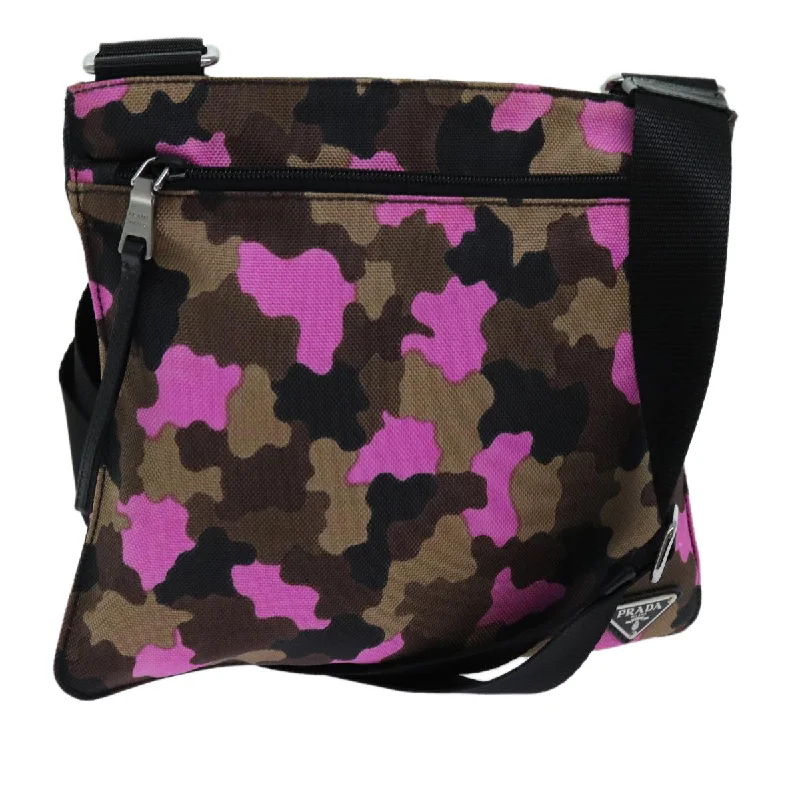 PRADA Camouflage Shoulder Bag Nylon Pink VA0886 Auth yk11624