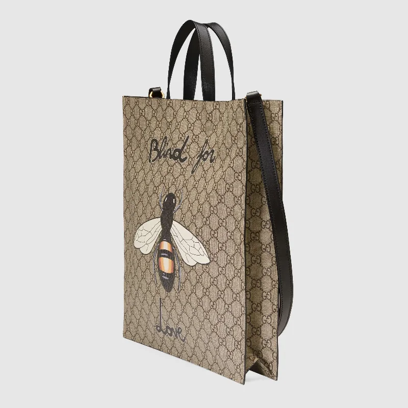 Gucci Bee Print Soft GG Supreme Tote