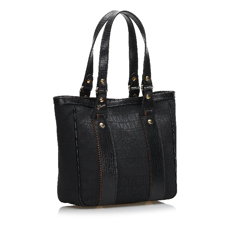 Fendi Leather-Trimmed Zucchino Tote (SHG-36075)