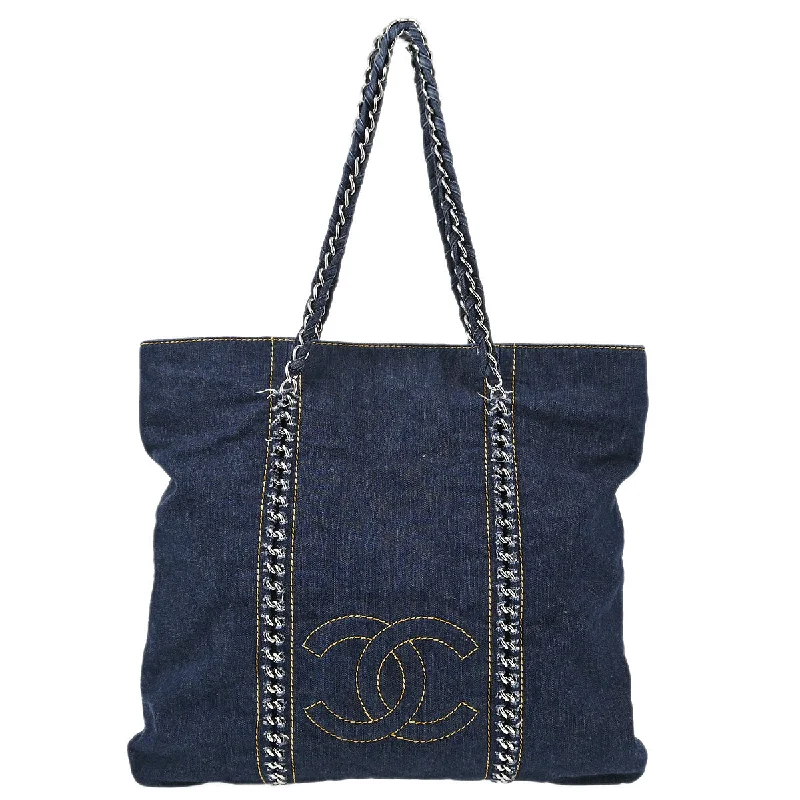 Chanel 2005-2006 Blue Denim Luxury Line Tote Handbag