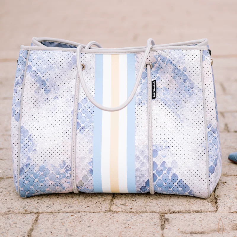 Oversized Neoprene Blue Watercolor Tote